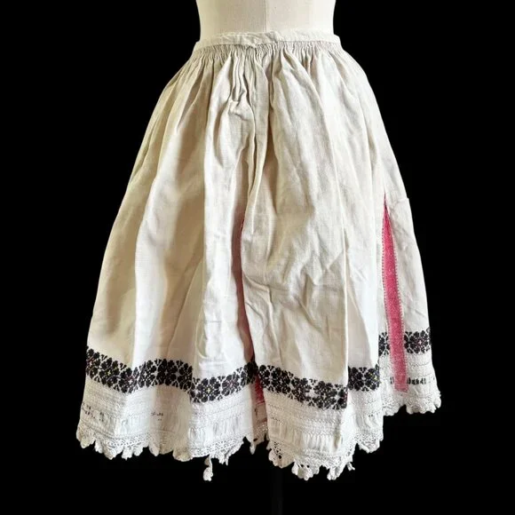 Romanian Homespun Linen Handmade Folk Petticoat - Picture 3 of 16